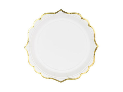 Picture of PAPER PLATES WHITE GOLD EDGES 18.5CM - 6 PACK